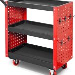3 Tier Rolling Tool Cart on Wheels. 660LBS Load Capacity Heavy Duty Utility Tool Cart with Pegboard for Repair Shop. Garage. Warehouse. Workshop